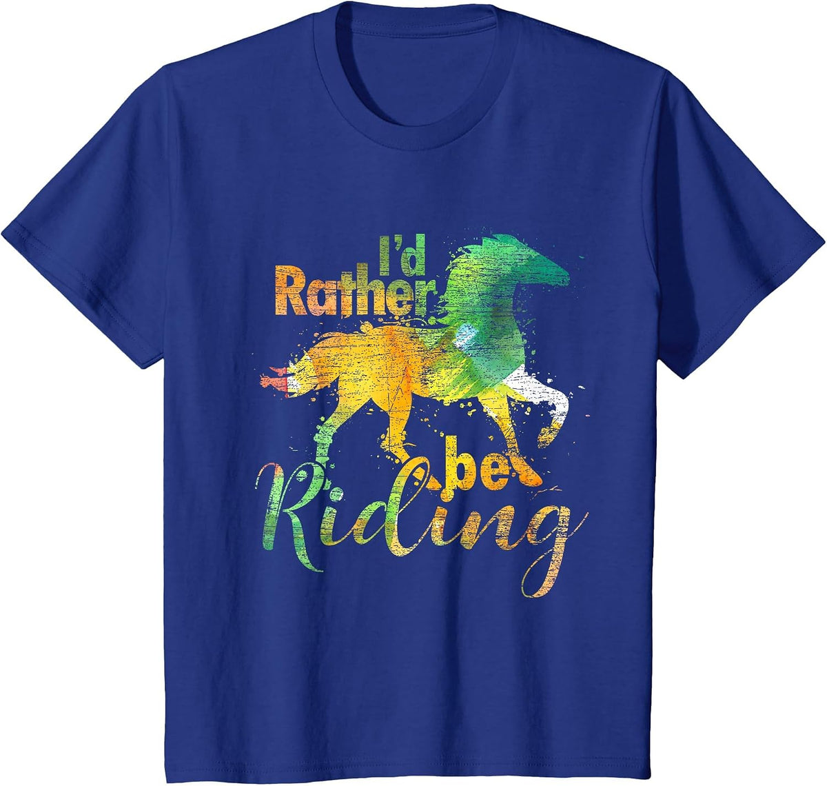 Id Rather Be Riding Funny Equestrian Animal Riding Horse T-Shirt - Royal Blue
