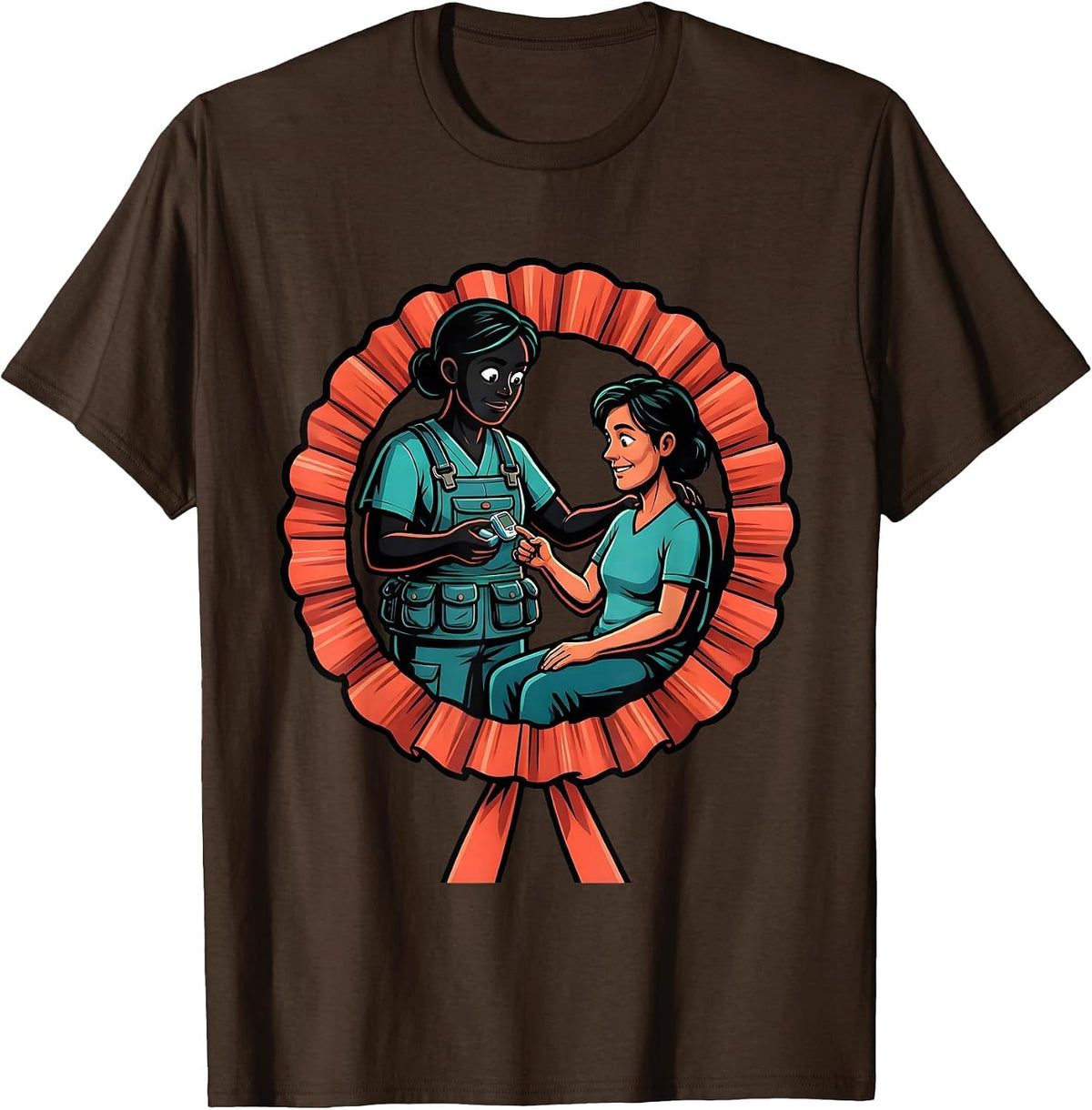 Men's Patient Care Technician Appreciation Cartoon Gift T-Shirt - Brown