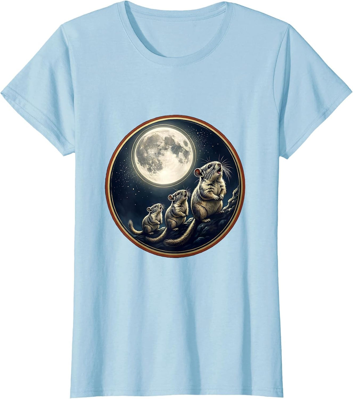 Sealed Chinchilla Moon Badge Funny Meme Parody T-Shirt - Baby Blue