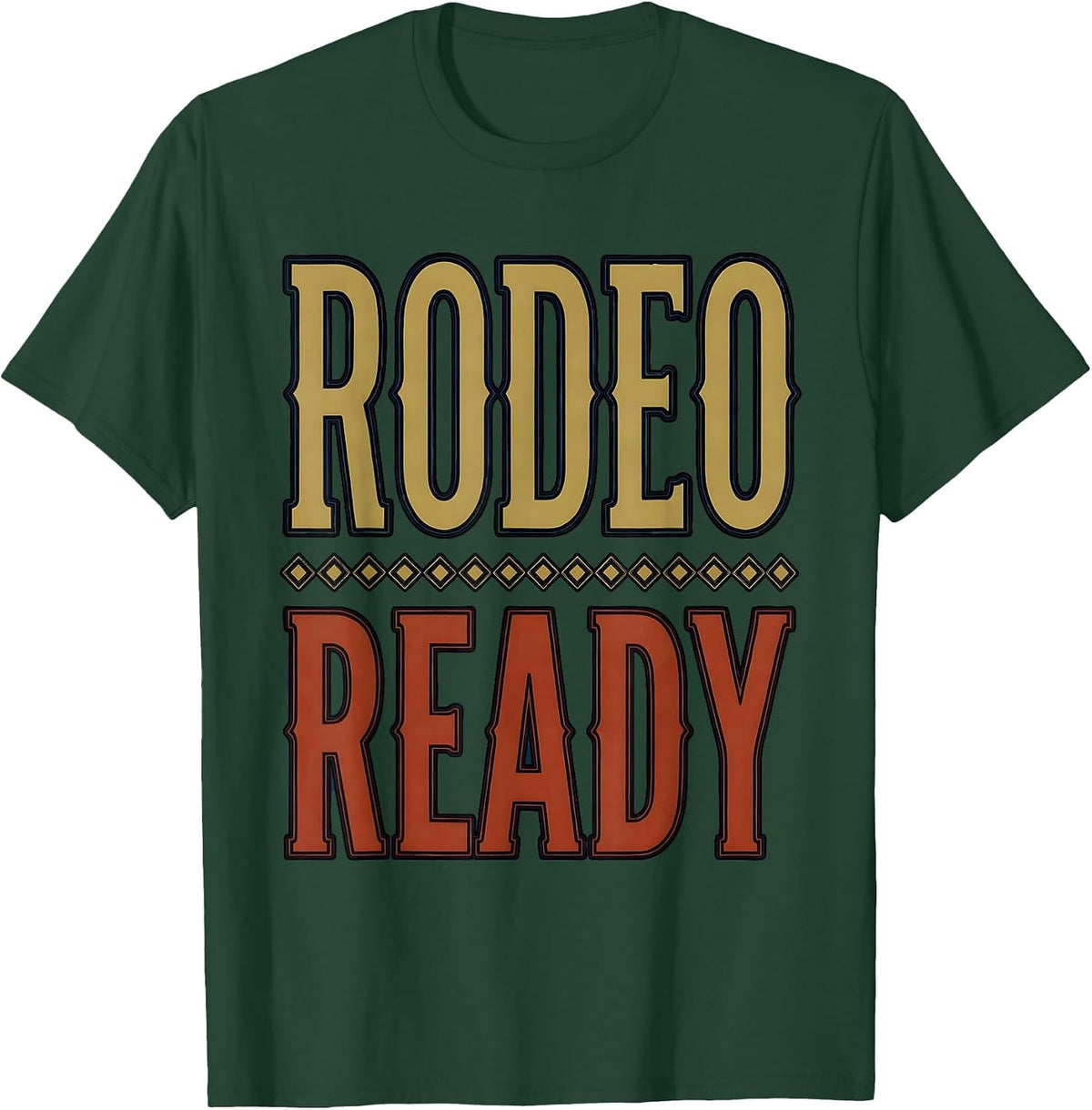 Men's Rodeo Ready Country Western Design T-Shirt - Dark Green