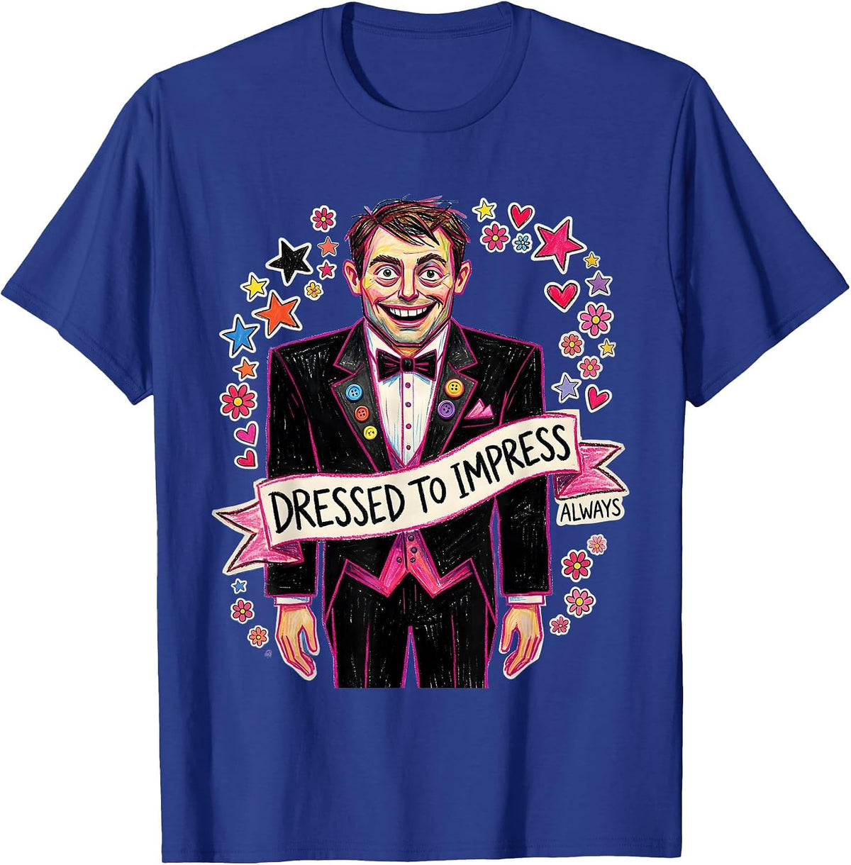Men's Dressed to Impress Always Tuxedo Graphic Design T-Shirt - Royal Blue