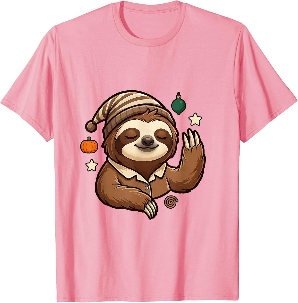Men's Sloth Pajama Mascot Sleepwear Humor Novelty T-Shirt - Pink