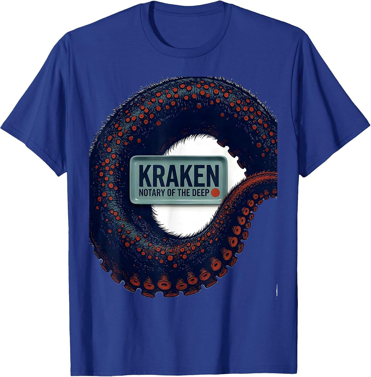 Men's Kraken Notary Of The Deep Editorial Conceptual Octopus Lover T-Shirt - Royal Blue