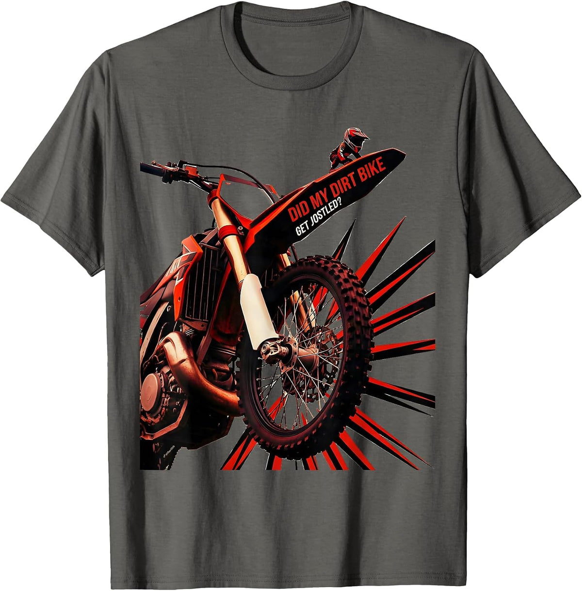 Men's Did My Dirt Bike Get Jostled Funny Motocross Dirt Bike Rider T-Shirt - Asphalt Grey