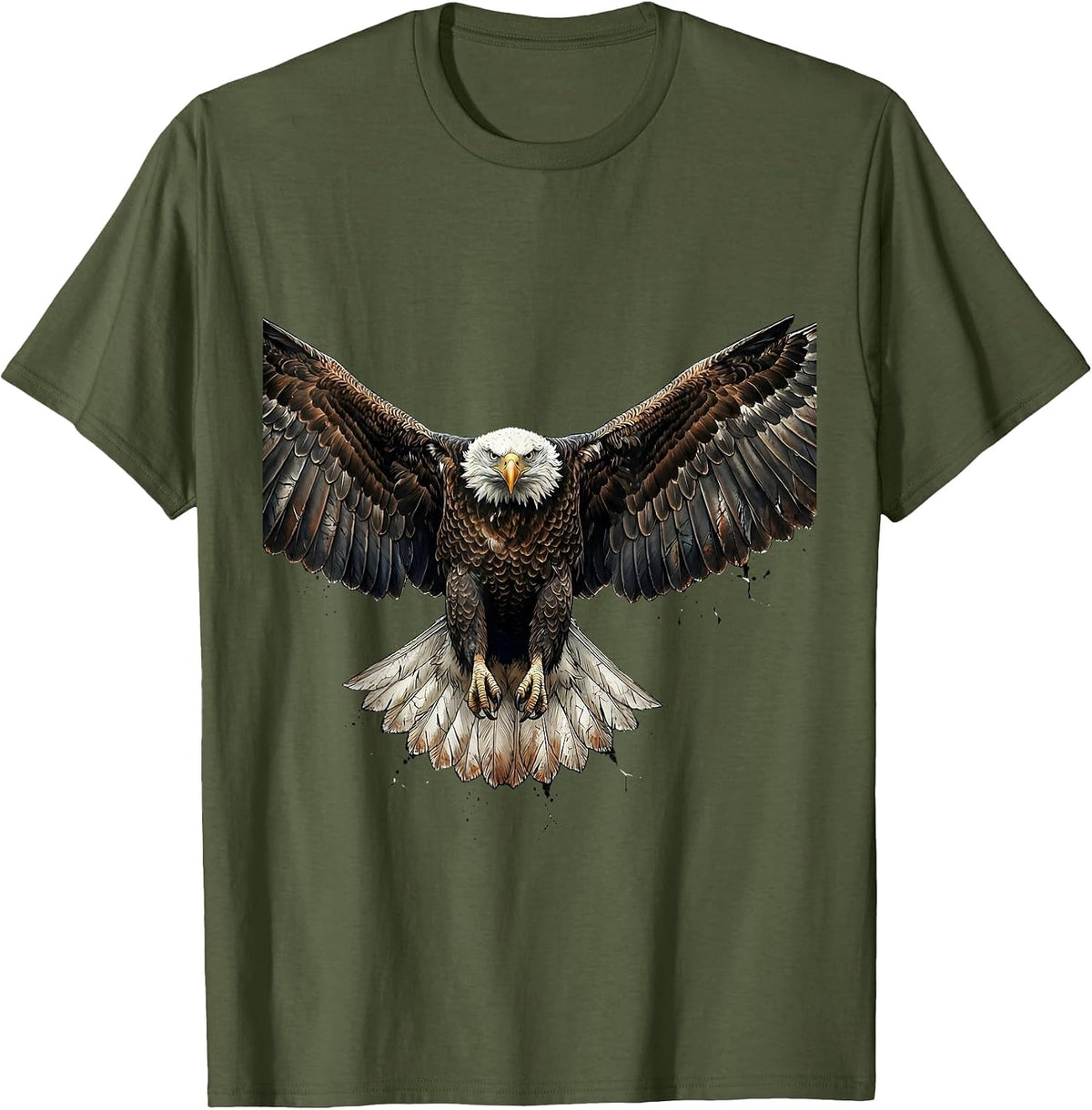 Bald Eagle Distressed Patriotic Wildlife Bird Lover T-Shirt - Olive Green