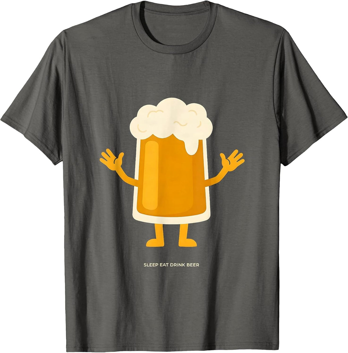 Men's Sleep Eat Drink Beer Funny Beer Lover Design T-Shirt - Asphalt Grey