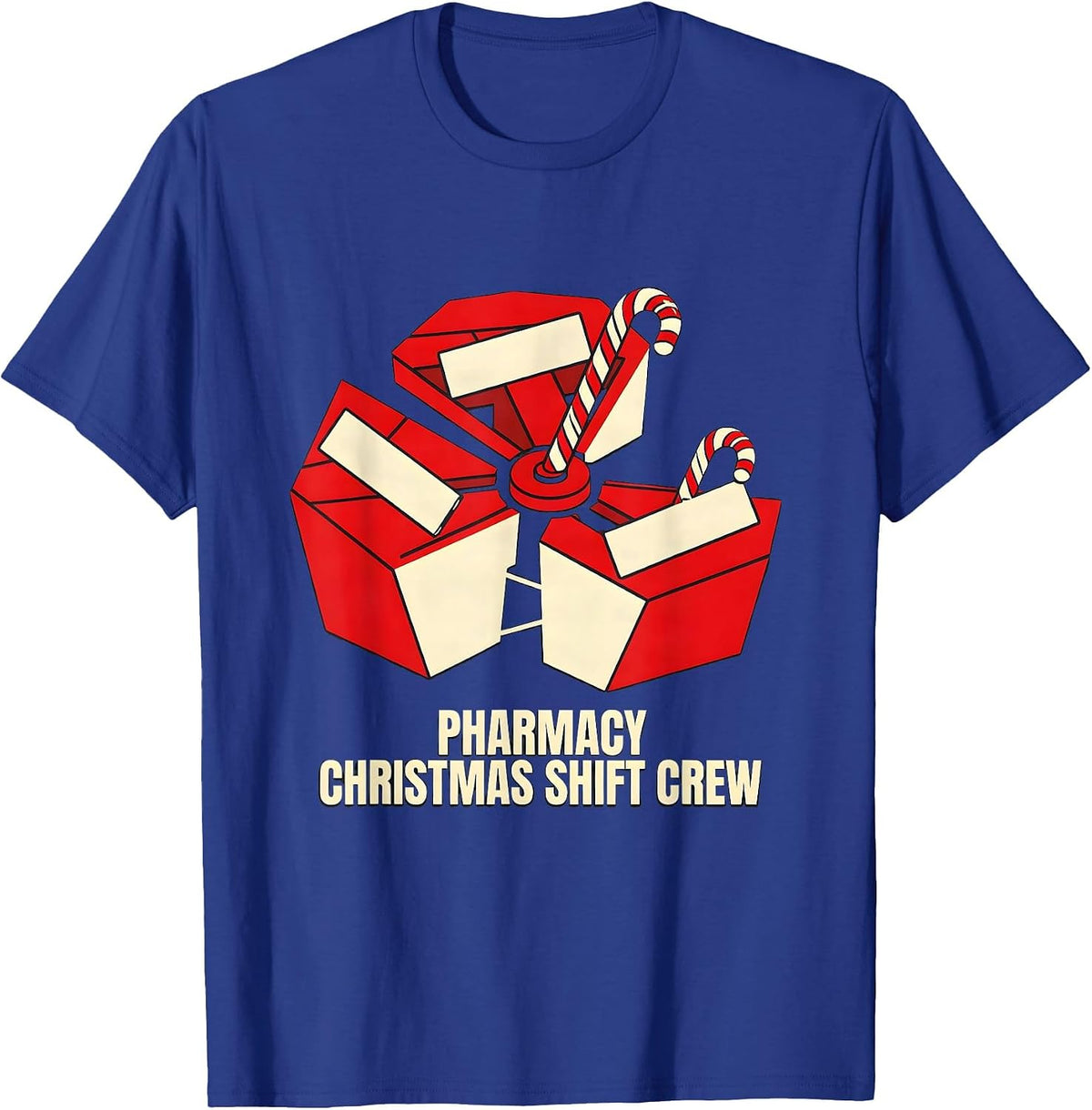Men's Pharmacy Christmas Shift Crew Funny Pharmacist Tech Holiday T-Shirt - Royal Blue