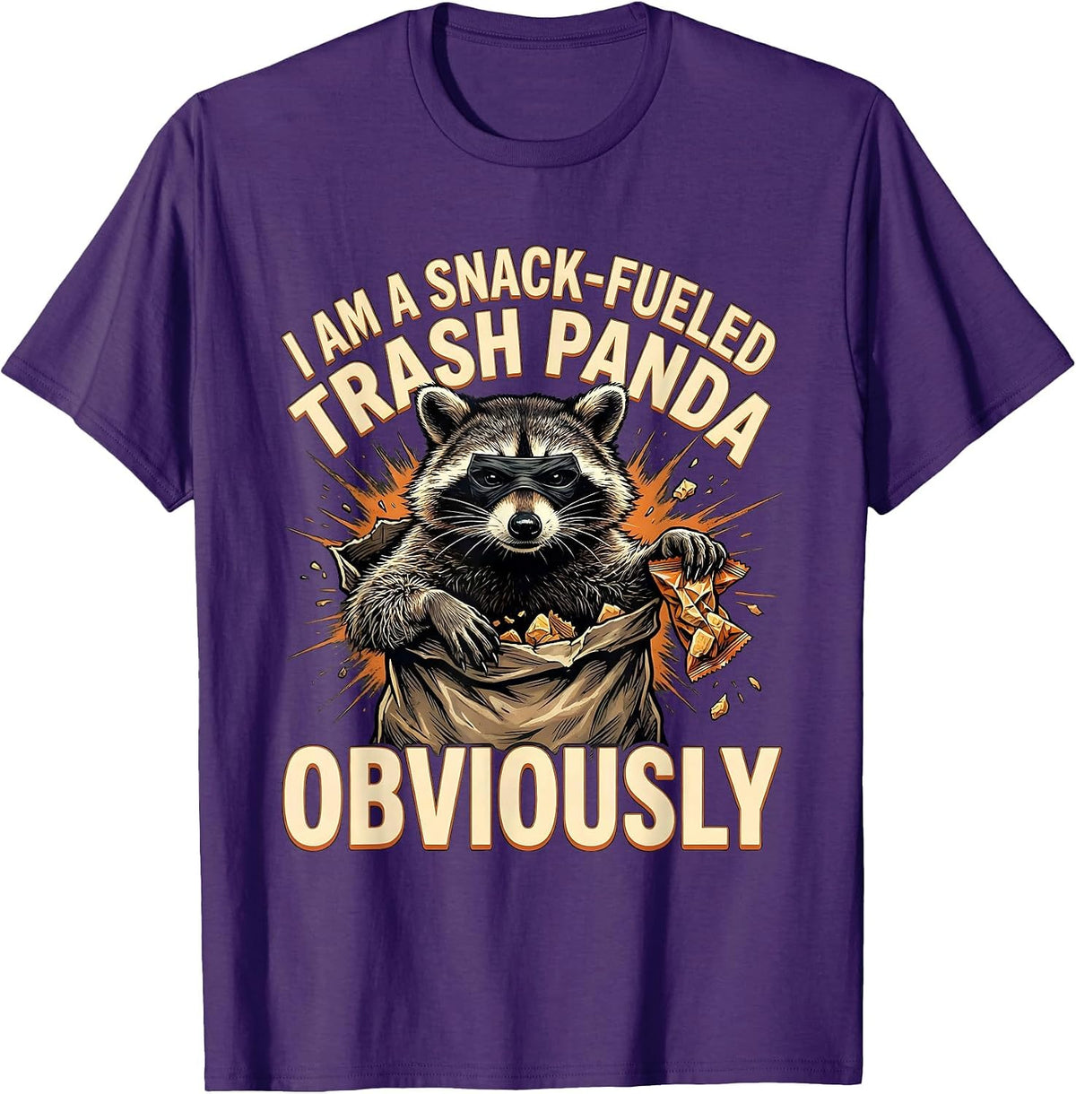 Men's I Am A Snack-Fueled Trash Panda, Obviously Funny T-Shirt - Purple