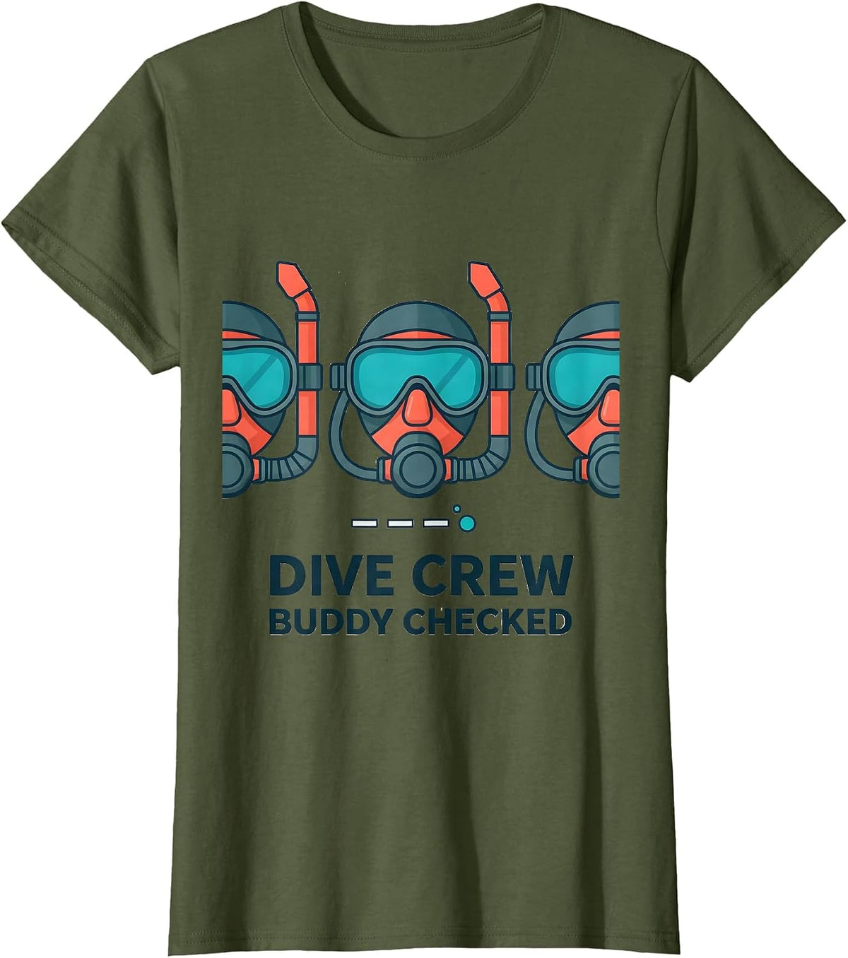 Women's Dive Crew Buddy Checked Scuba Diving Diver Humor Gift T-Shirt - Olive Green