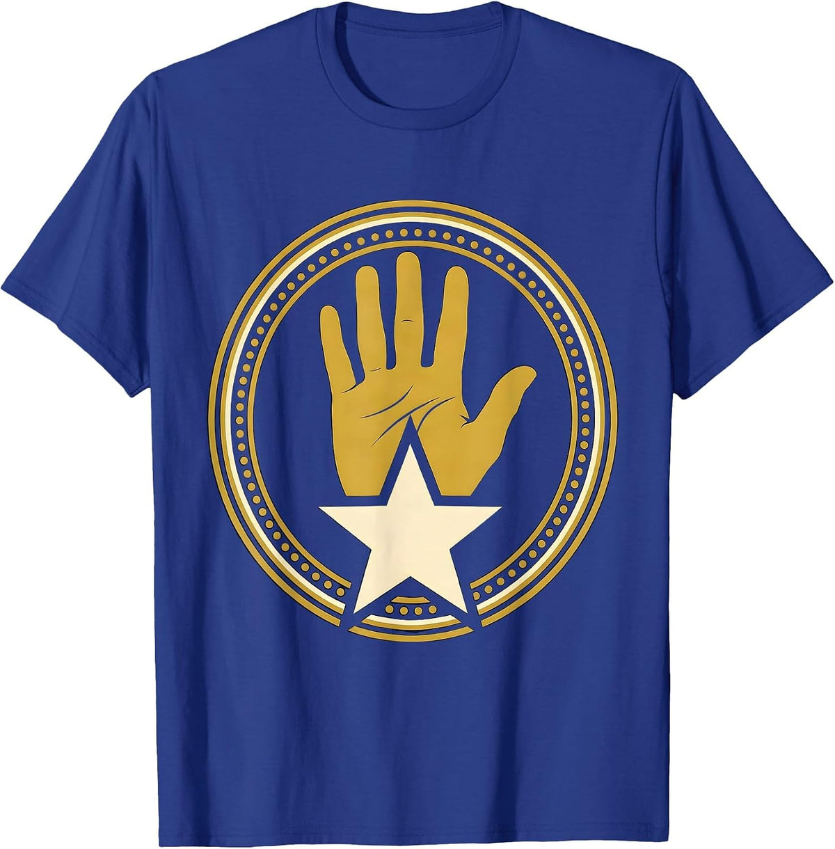 Men's First Grade Teacher Gold Star Hand Stamp Graphic T-Shirt - Royal Blue