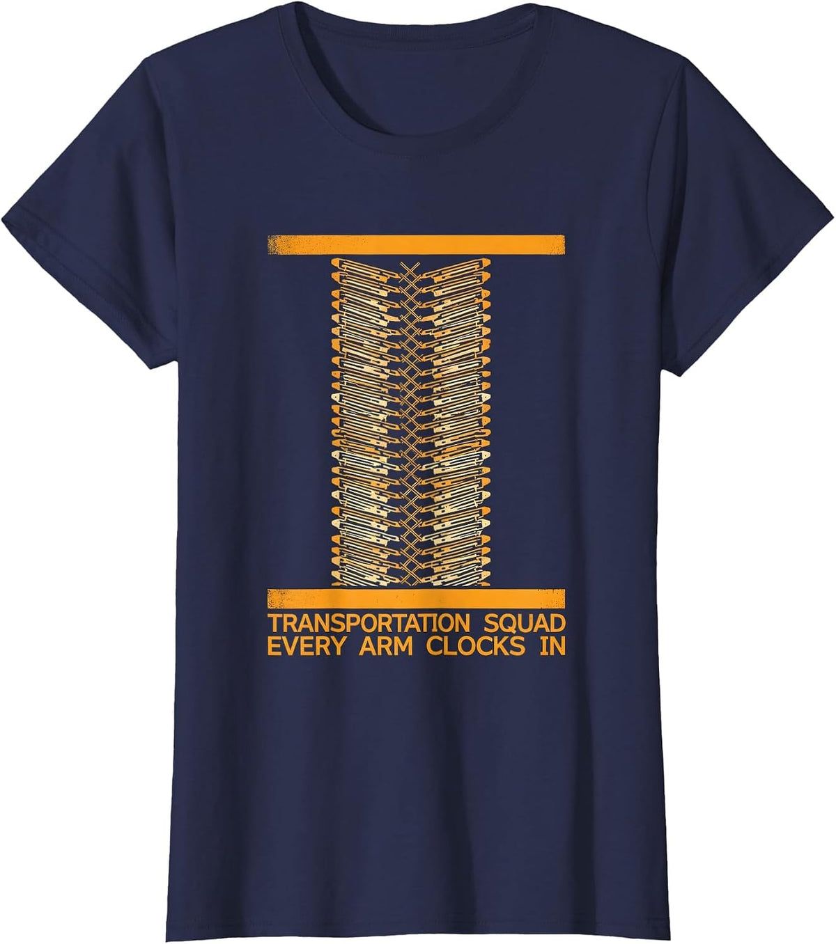 Women's Transportation Squad Every Arm Clocks In School Bus Driver T-Shirt - Navy Blue