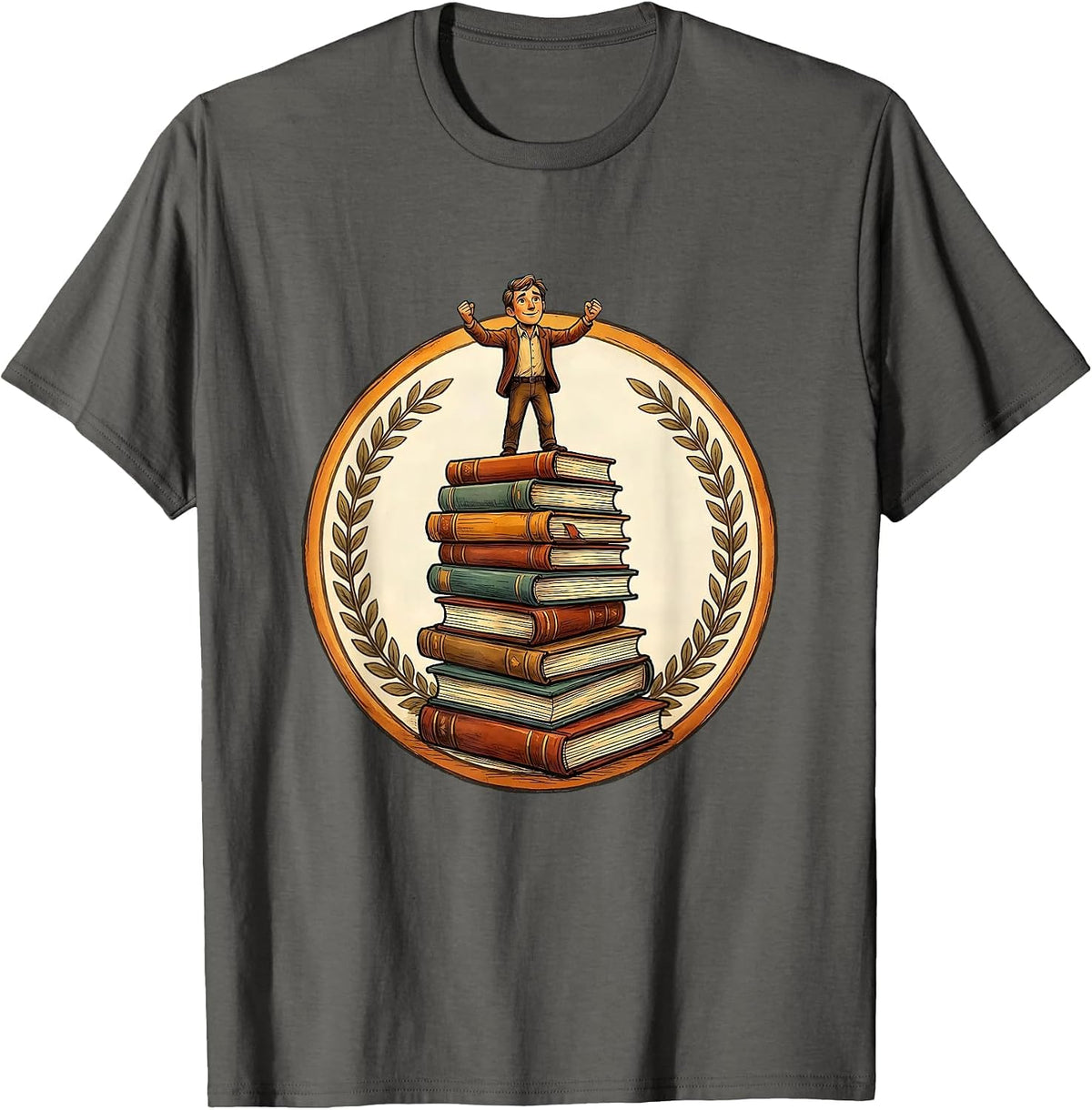 Paraprofessional Standing Tall on Books Graphic T-Shirt - Asphalt Grey