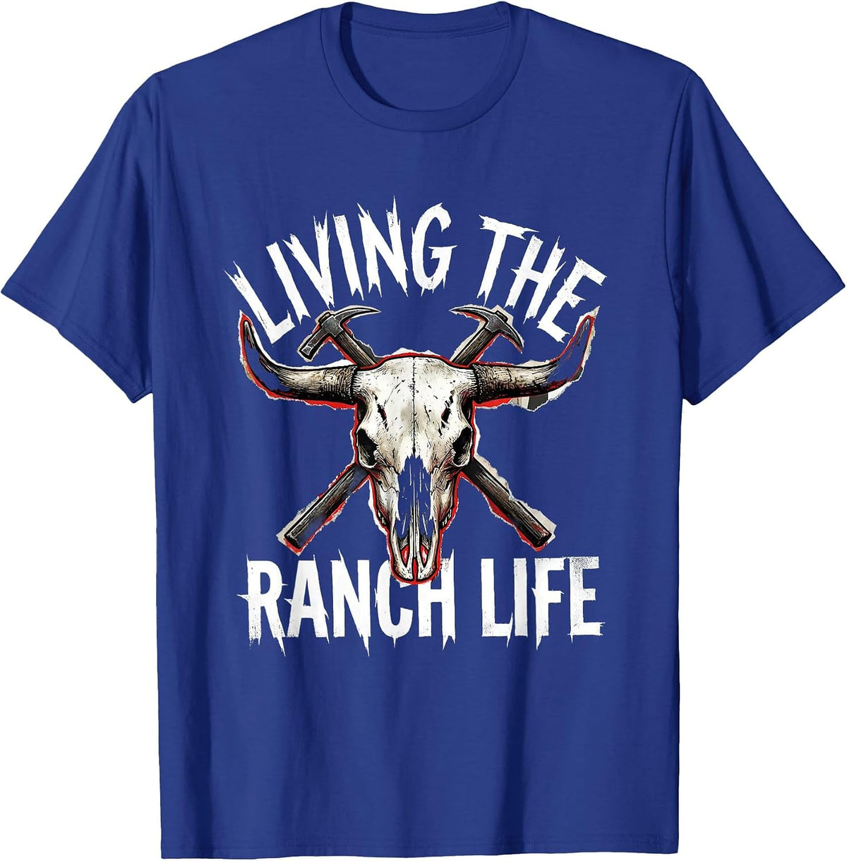 Men's Living the Ranch Life Western Graphic Design T-Shirt - Royal Blue