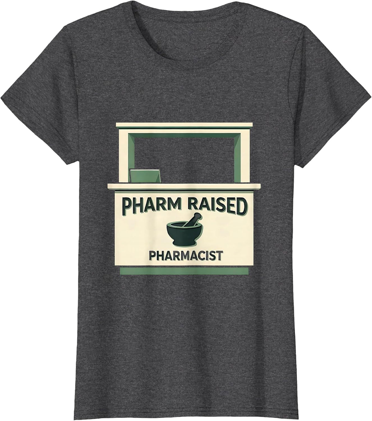 Women's Pharm Raised Pharmacist Funny Pharmacy Tech Crew Halloween T-Shirt - Dark Heather Grey