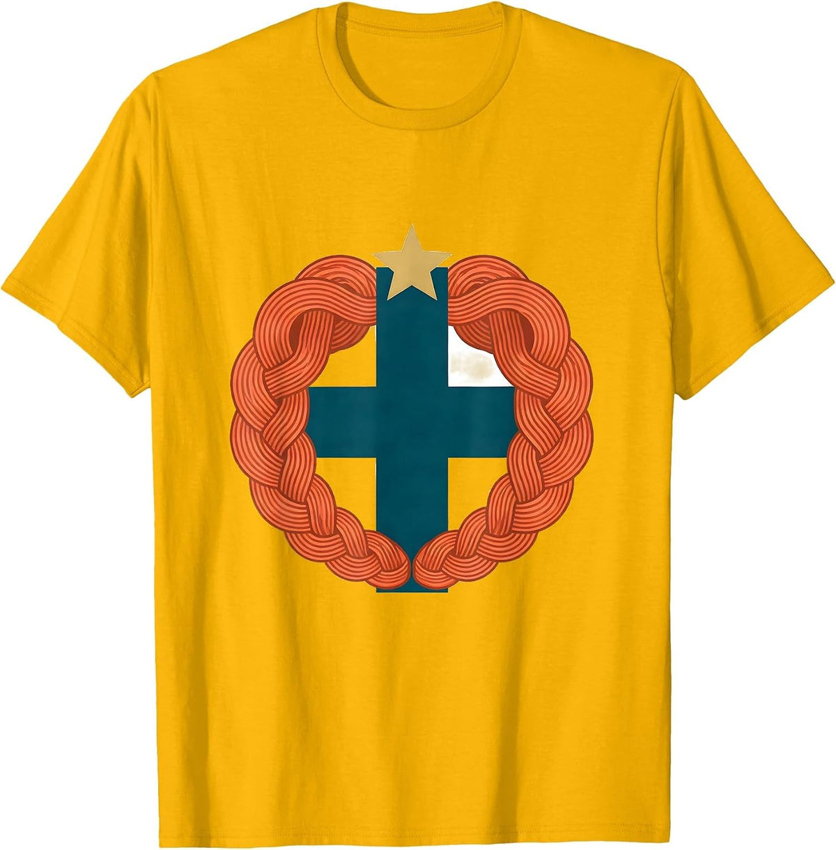 Multiplication Cross Crown Equality Greater Than Division T-Shirt - Golden Yellow