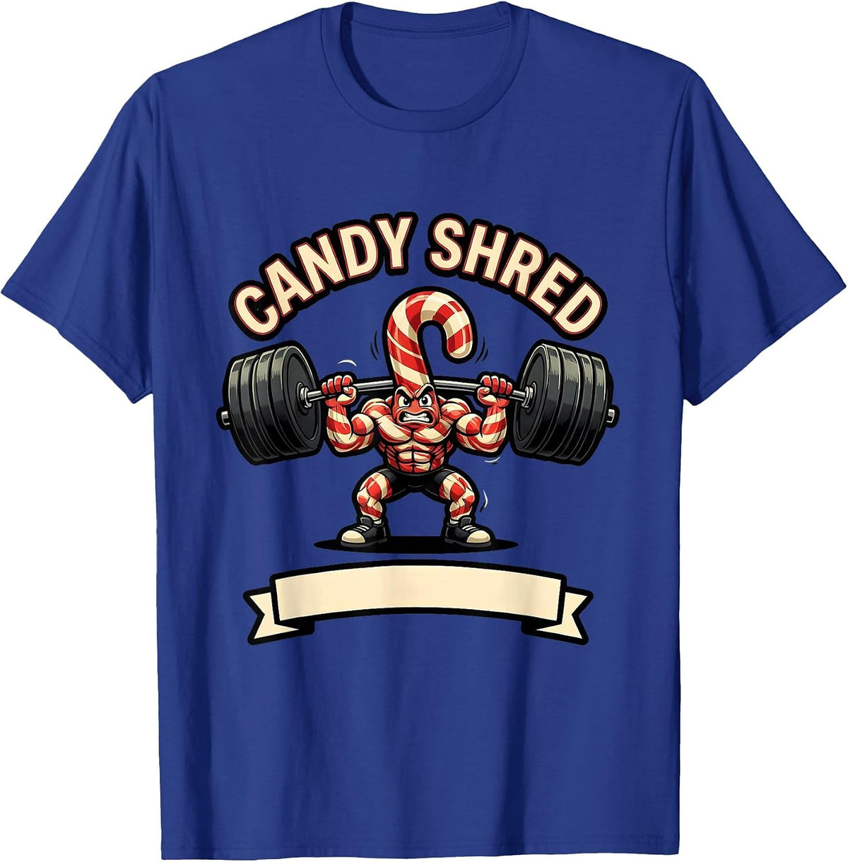 Candy Shred Funny Christmas Gym Bodybuilding Weightlifting T-Shirt - Royal Blue