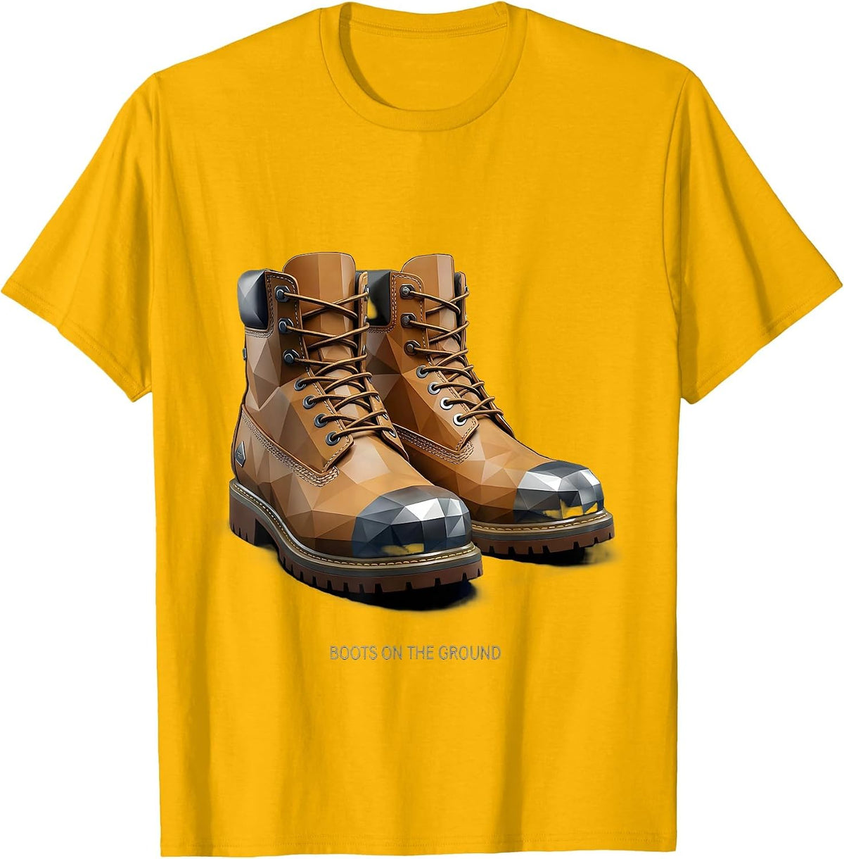 Boots on the Ground Labor Day Worker Design T-Shirt - Golden Yellow