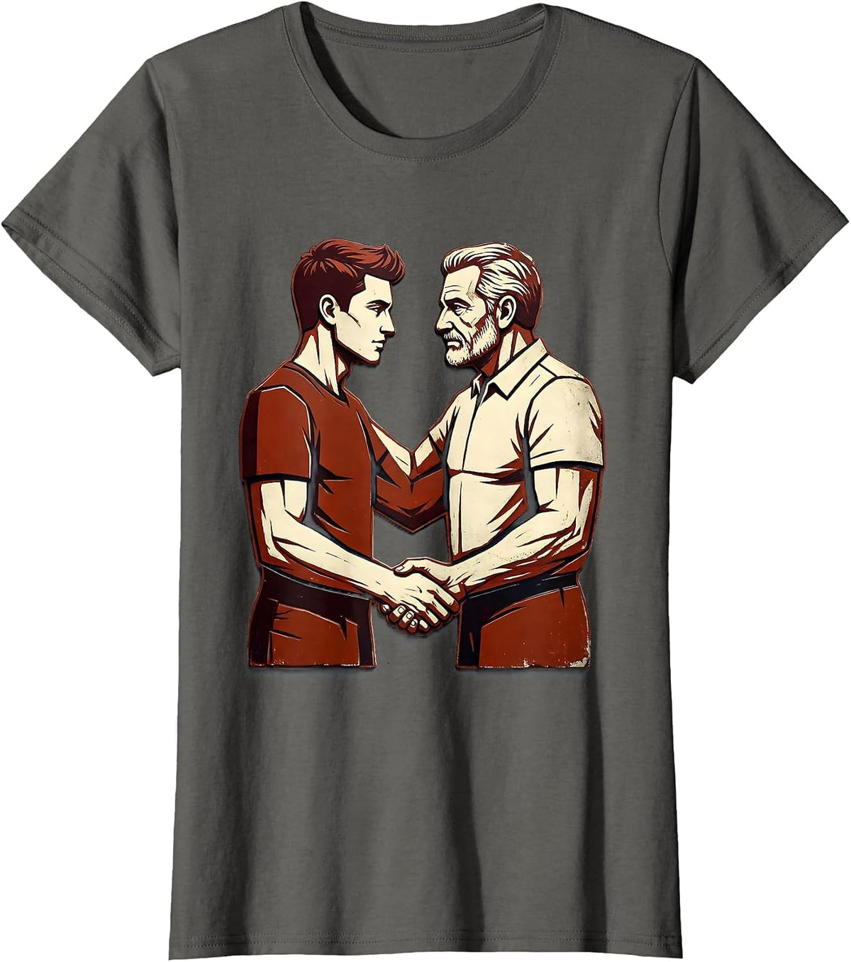 Women's Son In Law Favorite Child Handshake Illustration T-Shirt - Asphalt Grey