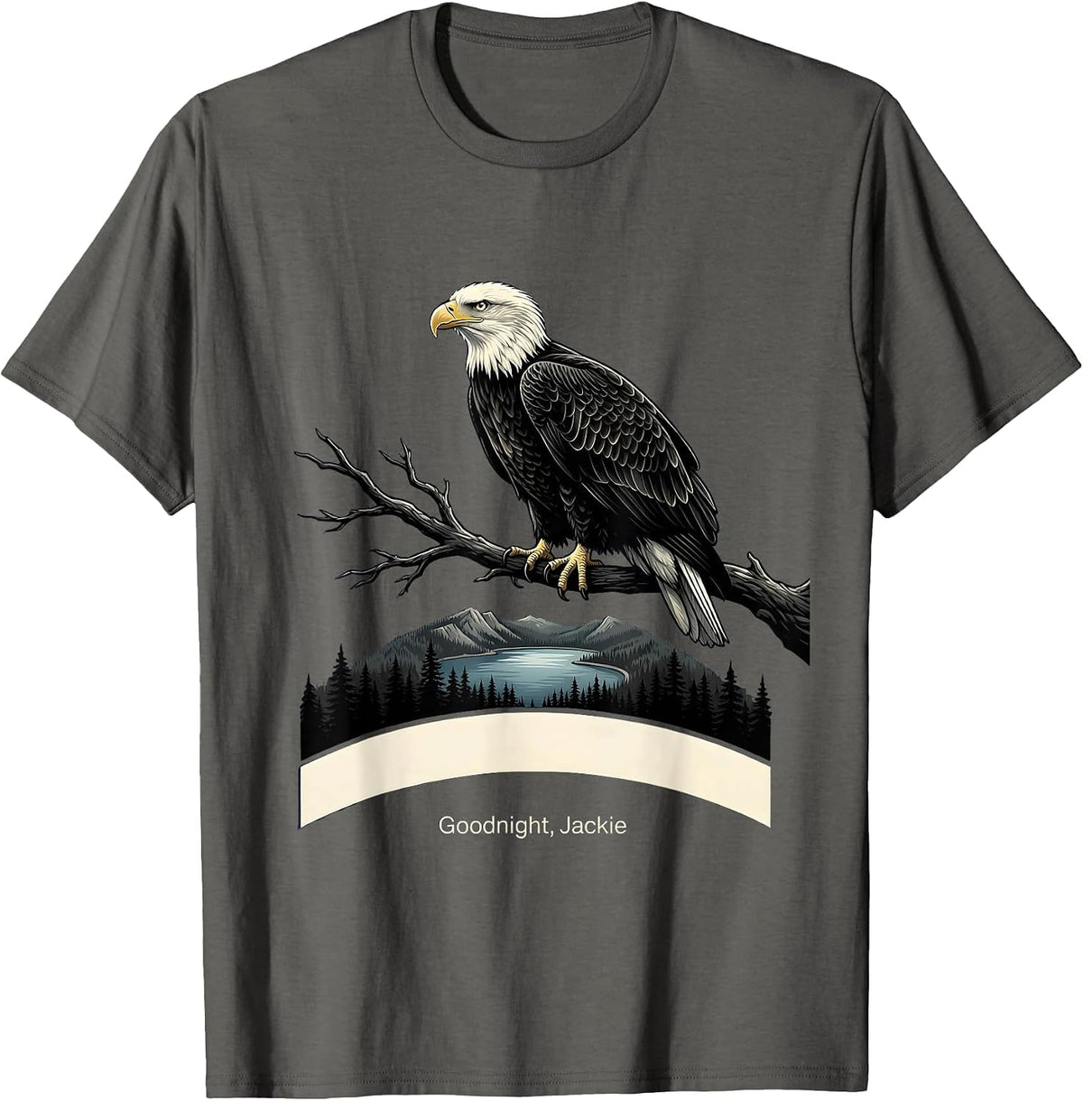 Men's Goodnight, Jackie Memorial Bald Eagle Tribute Wildlife T-Shirt - Asphalt Grey