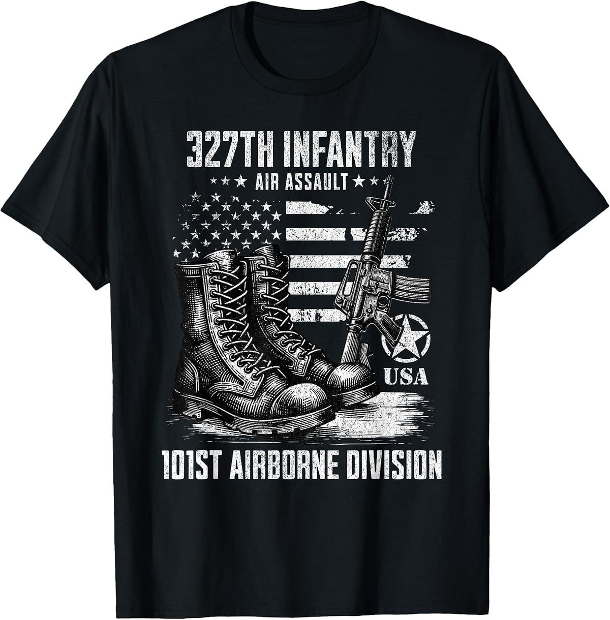 327th Infantry Regiment 101st Airborne Division Veteran T-Shirt - Black