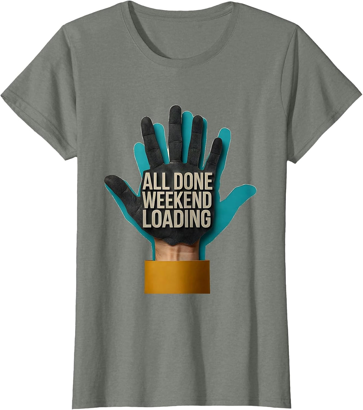 All Done Weekend Loading Midcentury Modern ASL Teacher T-Shirt, Women, Olive Heather, 3X-Large - As Pictured