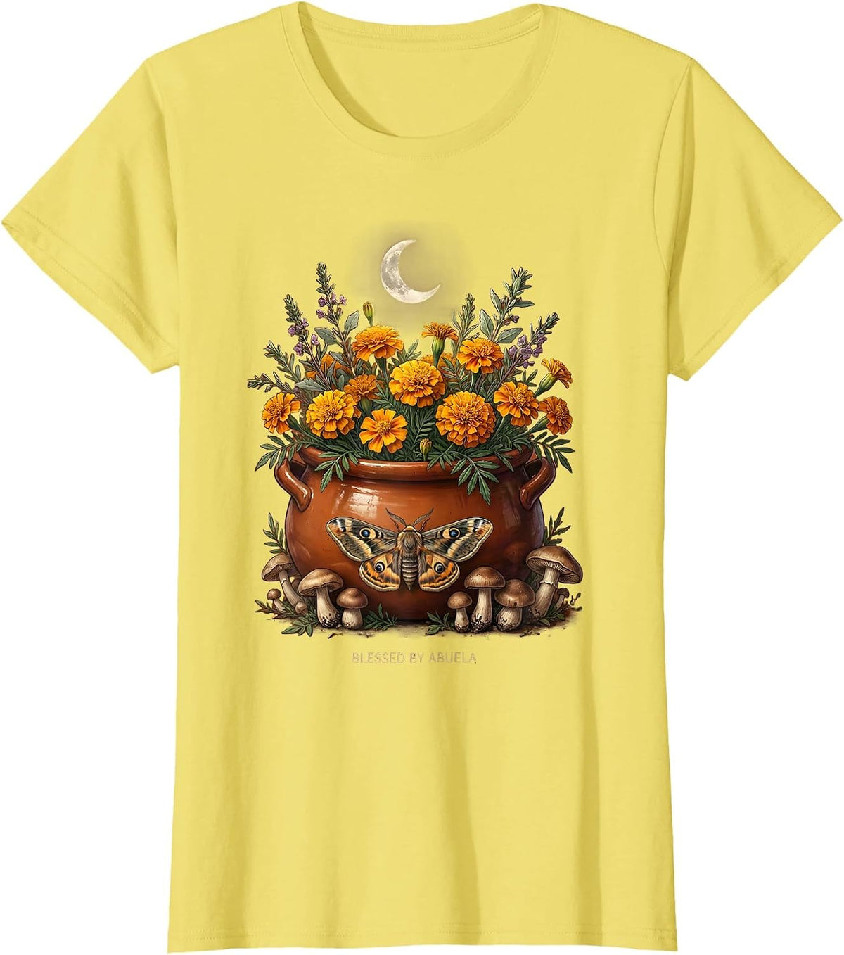 Blessed By Abuela Mexican Heritage Design T-Shirt - Lemon Yellow