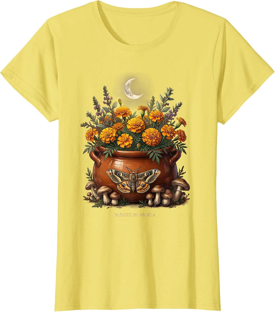 Blessed By Abuela Mexican Heritage Design T-Shirt - Lemon Yellow