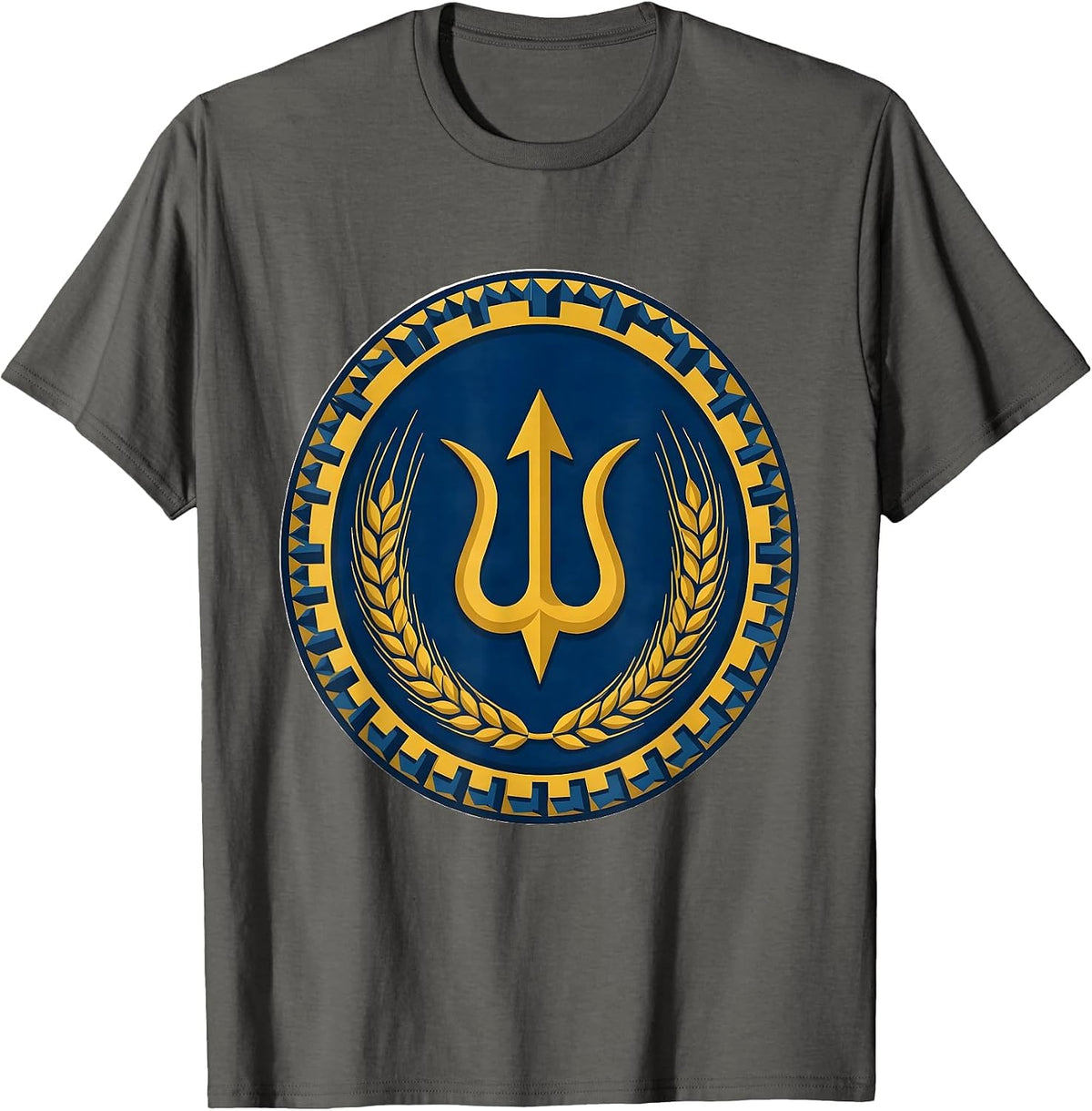 Gold Tryzub Ukrainian National Pride Solidarity T-Shirt - Asphalt Grey