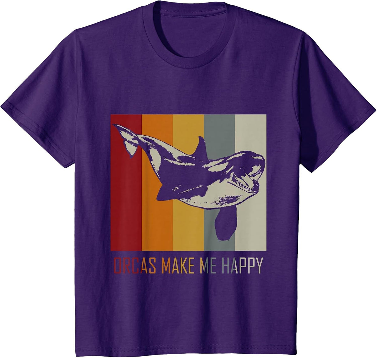 Orcas Make Me Happy Killer Whale T-Shirt T-Shirt - Purple