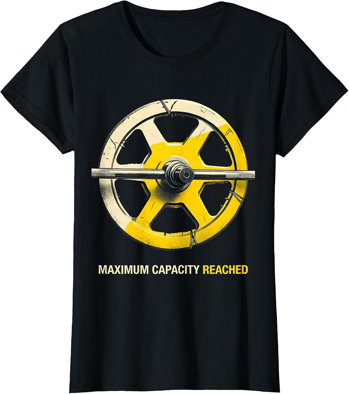Women's Maximum Capacity Reached Funny Gym Workout Weightlifting T-Shirt - Black