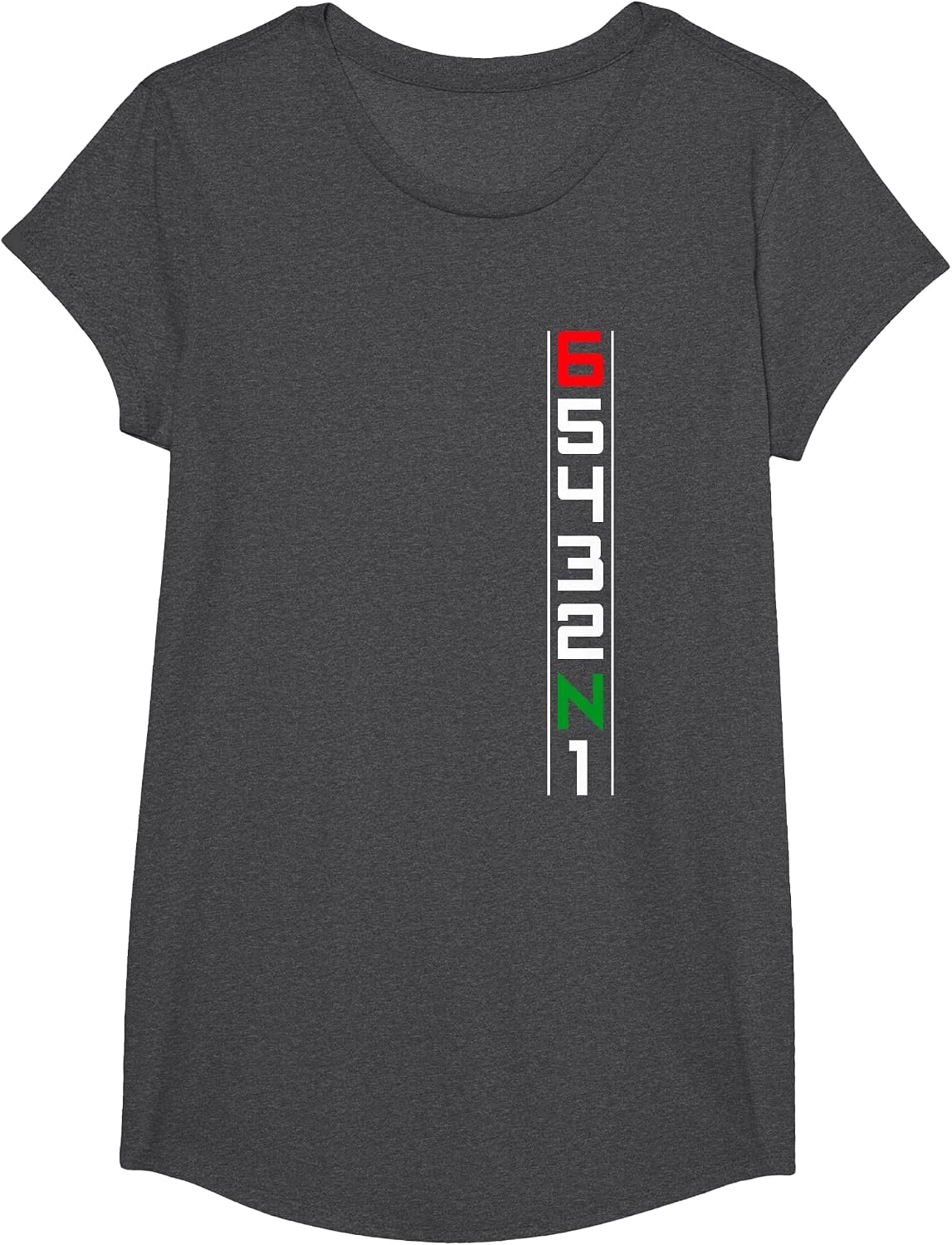 Motorcycle Gear Shift Six Speed One Down Five Up T-Shirt - Girls Dark Heather Grey