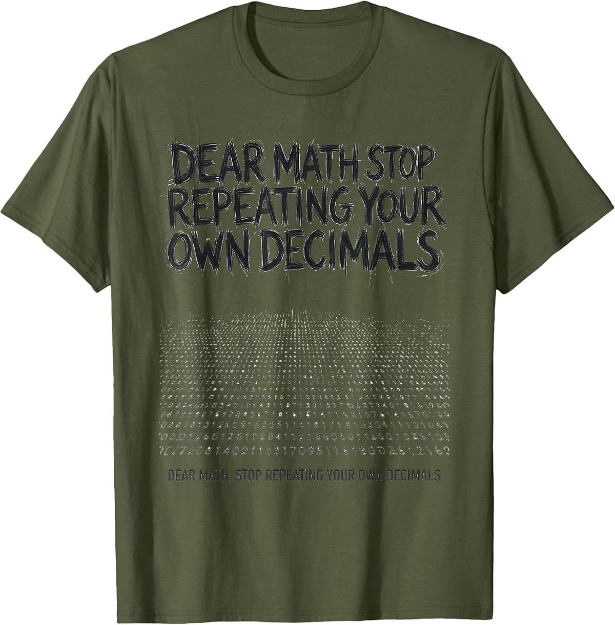 Men's Dear Math, Stop Repeating Your Own Decimals Funny Math T-Shirt - Olive Green