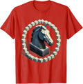 Men's Chess Knight Graph Paper Math Teacher Design T-Shirt - Red
