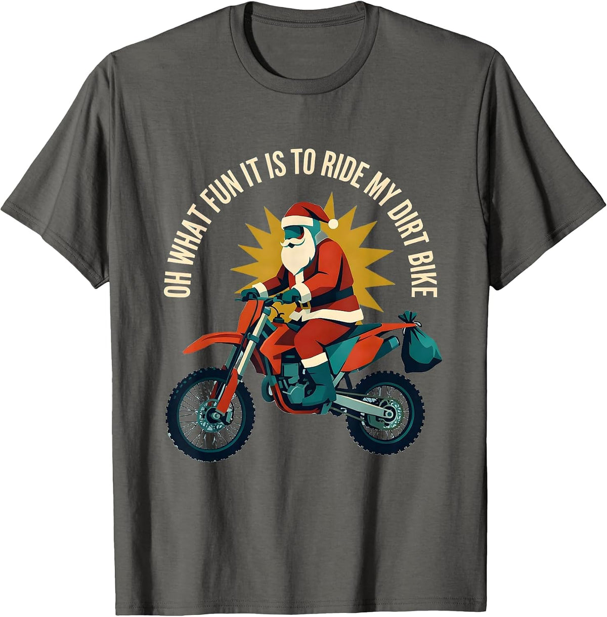 Oh What Fun It Is To Ride My Dirt Bike Midcentury Modern T-Shirt - Asphalt Grey