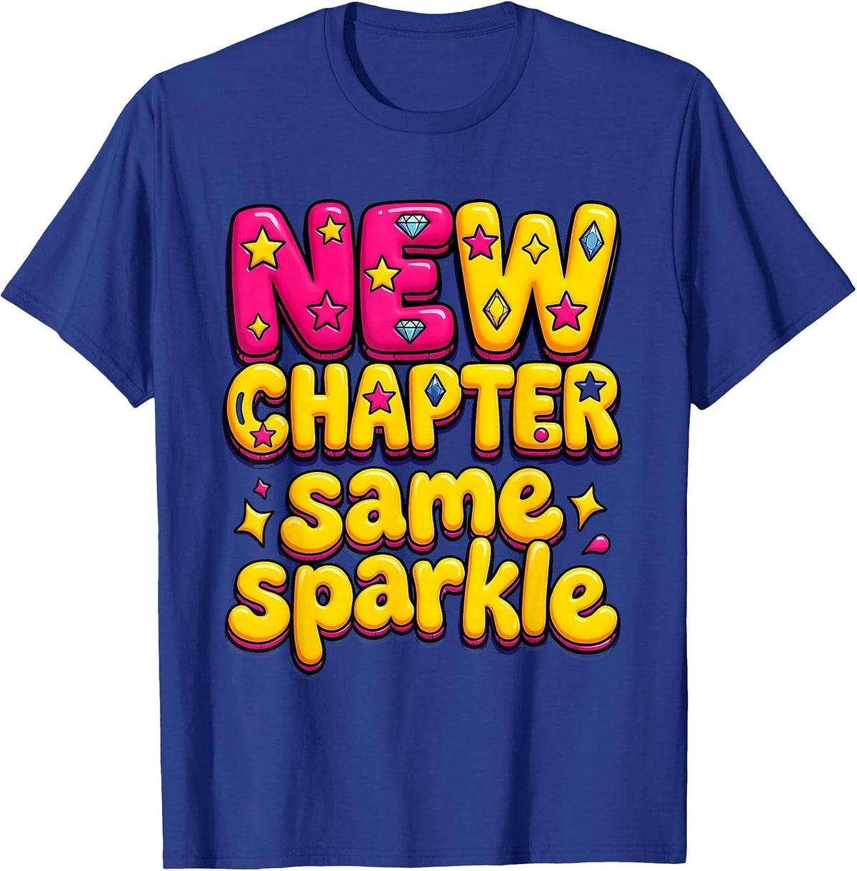First Day of School New Chapter Same Sparkle Girl T-Shirt - Royal Blue