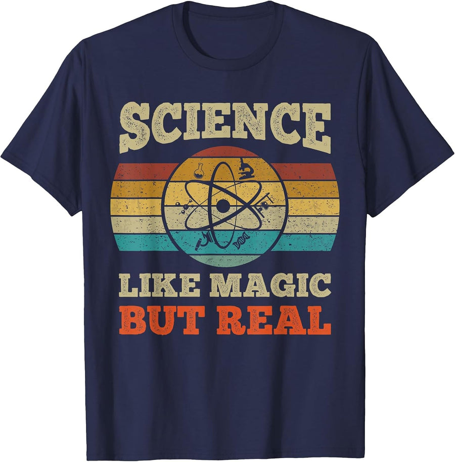 Science Like Magic But Real Shirt Science Teacher Geek Nerd T-Shirt - Navy Blue