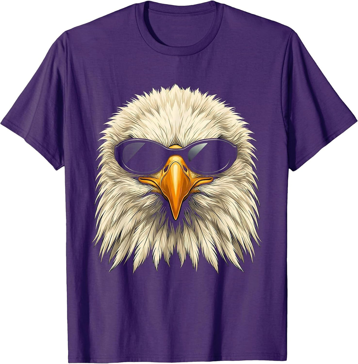 Men's Bald Eagle Sunglasses Novelty Mascot Funny Eagle Lover T-Shirt - Purple