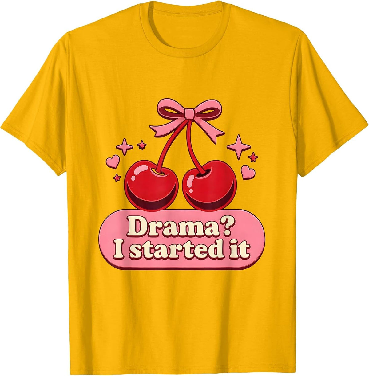 Men's Drama? I Started It Bold Humor Graphic Design T-Shirt - Golden Yellow