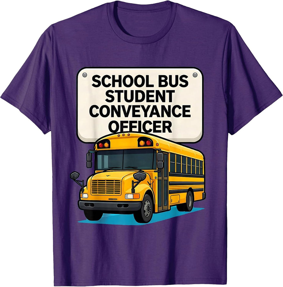 Men's School Bus Student Conveyance Officer Funny School Bus T-Shirt - Purple