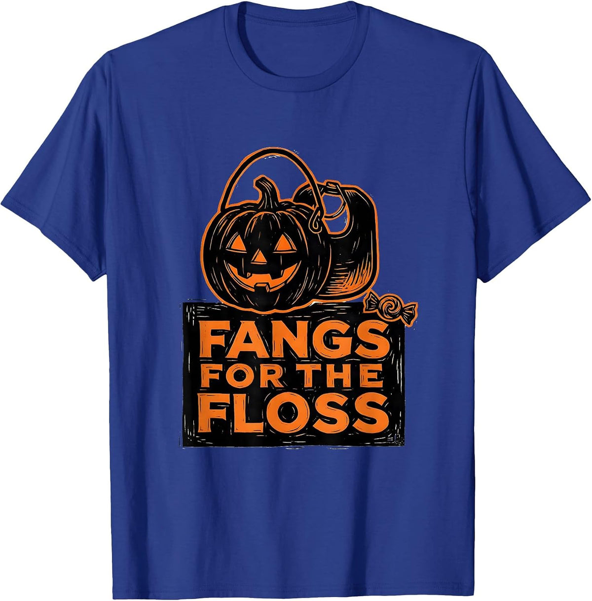 Fangs For The Floss Funny Dental Hygienist Halloween Pun T-Shirt - Royal Blue