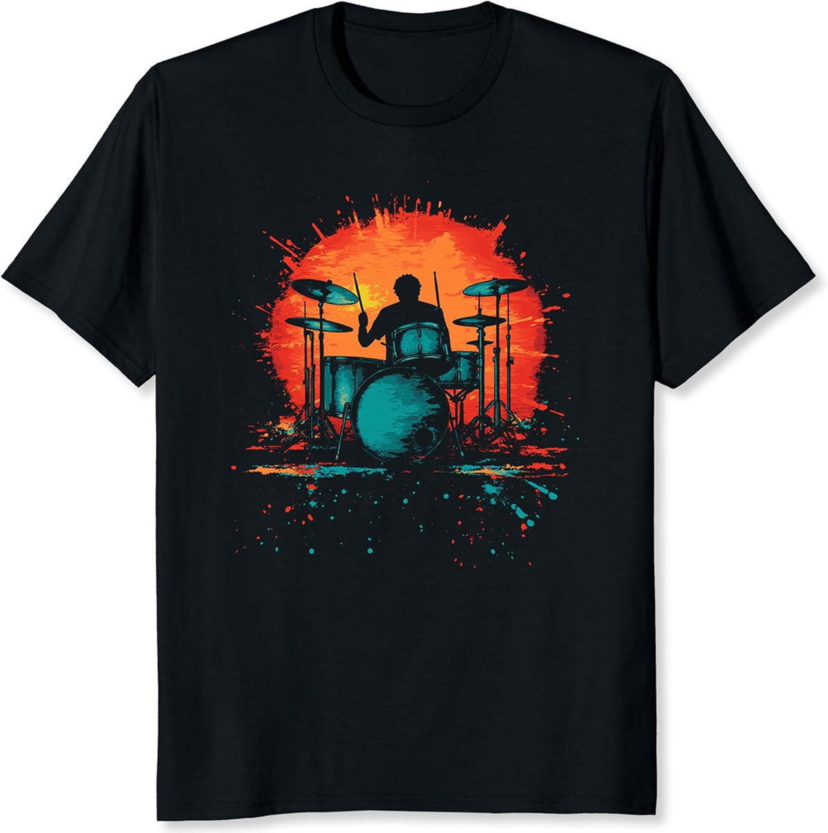 Vintage Drummer Band T-Shirt for Men Classic Rock Metal Band Graphic Tee Drummer Gift for Music Lovers - Black