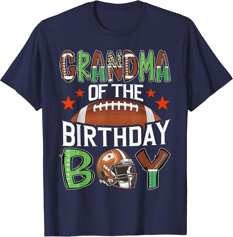 Grandma of The Birthday Boy Game Day Football T-Shirt - Navy Blue