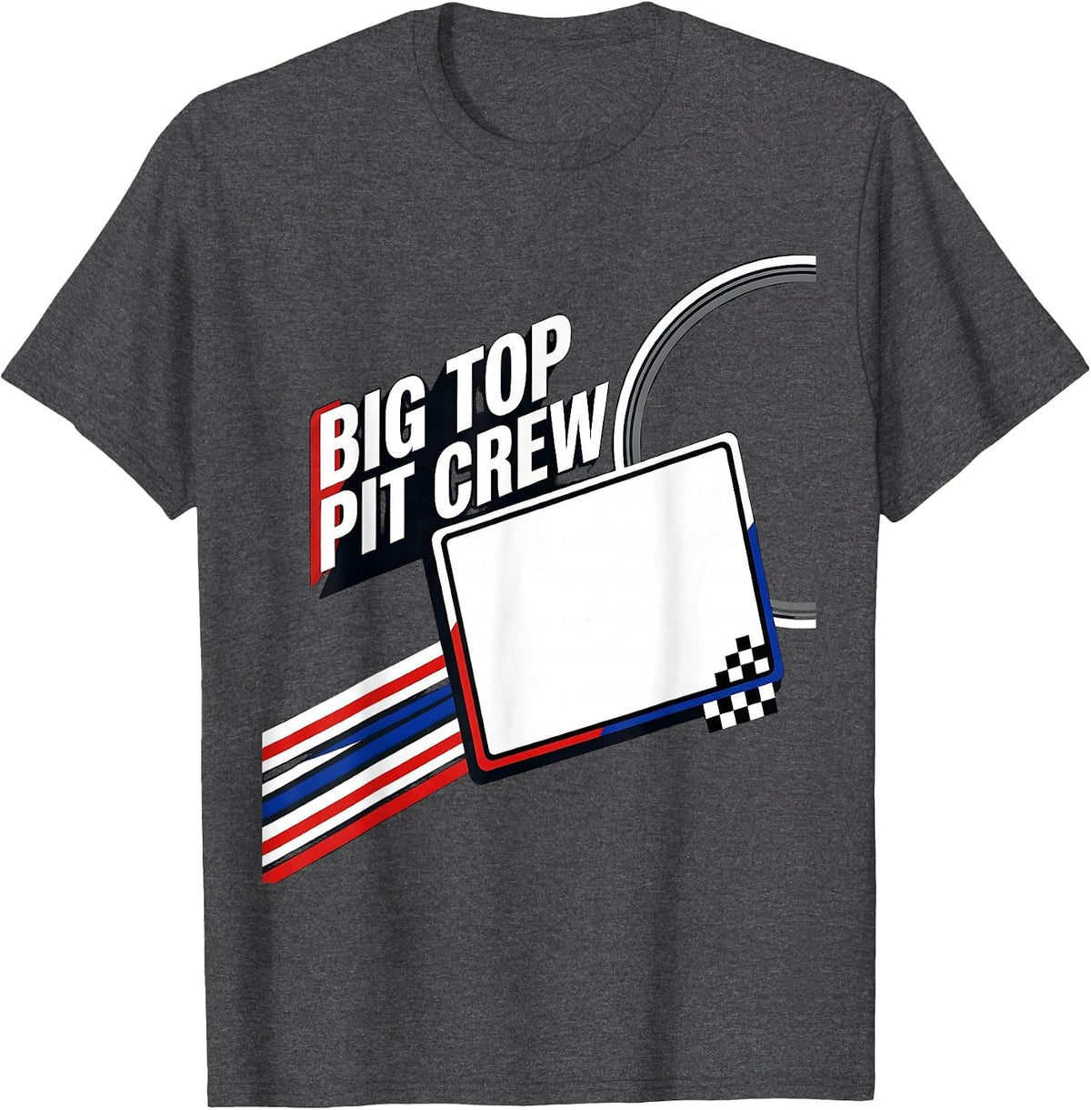 Men's Big Top Pit Crew Racing Livery Carnival Party Costume T-Shirt - Dark Heather Grey