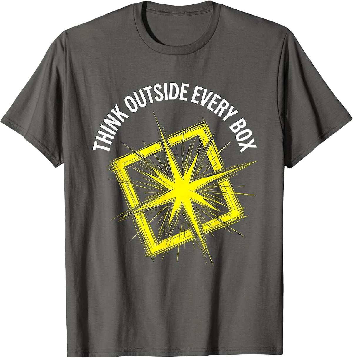 Men's Think Outside Every Box Neurodiversity Design T-Shirt - Asphalt Grey