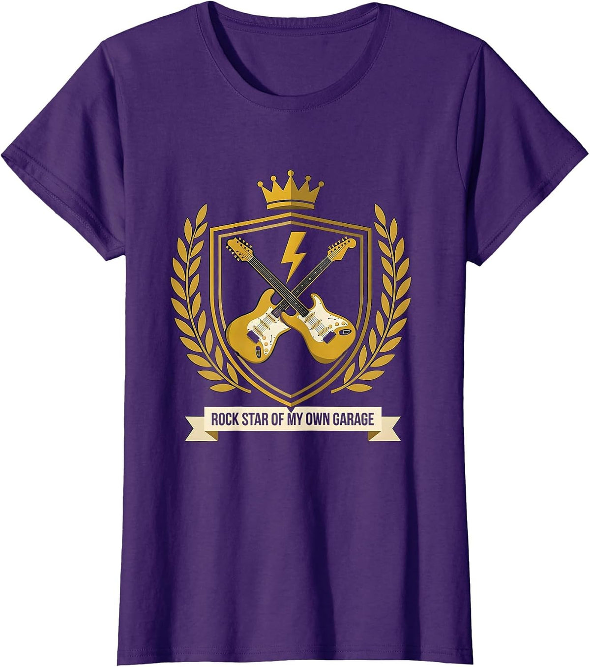 Women's Rock Star Of My Own Garage Funny Rock Fan Heavy Metal Emblem T-Shirt - Purple