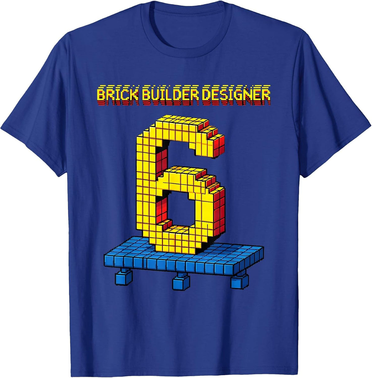 Brick Builder Designer 6 Pixel Art Building Bricks Boy T-Shirt - Royal Blue
