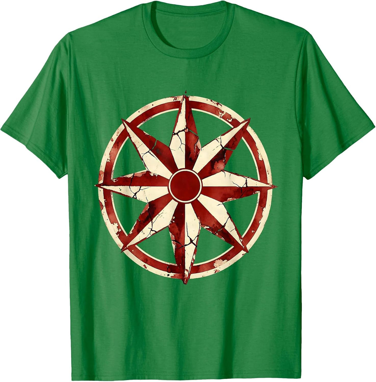 Men's Red White and Blue Fireworks Over Ocean Waves T-Shirt - Kelly Green