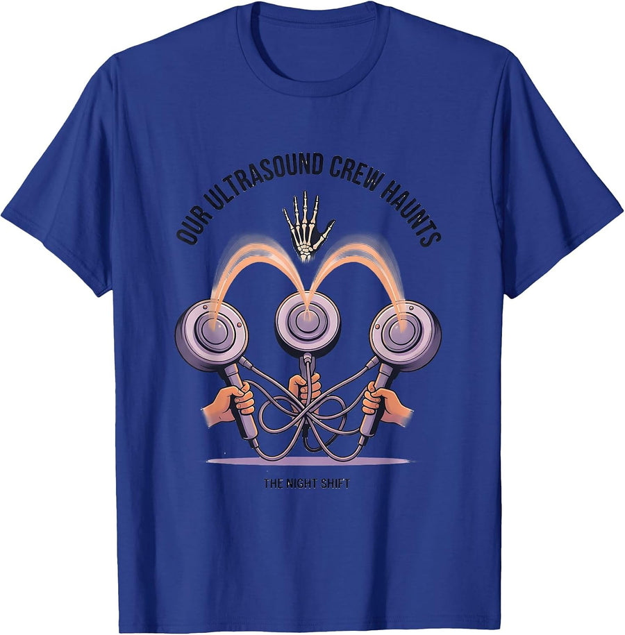 Our Ultrasound Crew Haunts The Night Shift Radiology Tech T-Shirt - Royal Blue