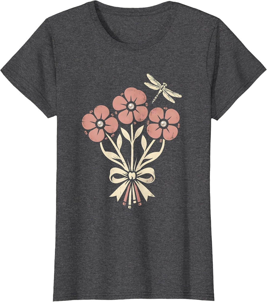 Women's Gigi Pearl Nails Elegant Hand Graphic T-Shirt - Dark Heather Grey