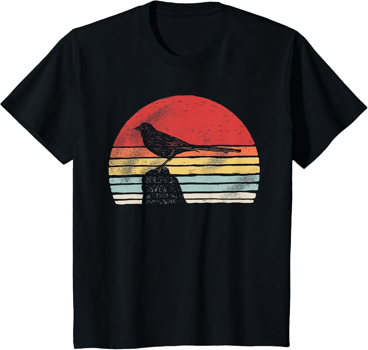 Vintage Retro Magpie Bird T-Shirt - Black